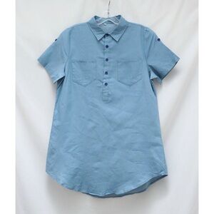 NWOT chambray shirt dress tunic pockets short mini cotton blue new Large L